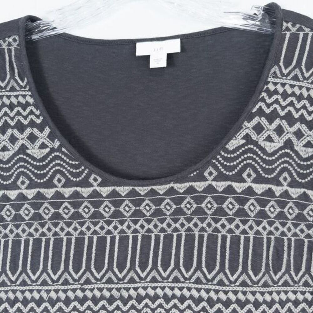 J Jill Embroidered Cotton Tunic Shift Dress Womens‎ Medium Gray Boho Lagenlook - Picture 5 of 16